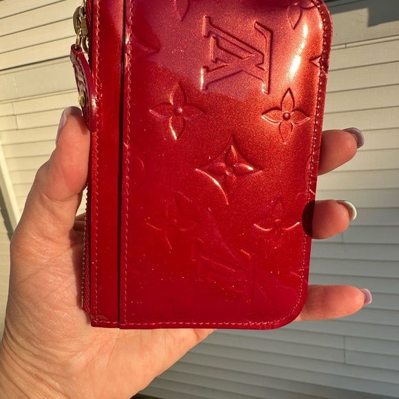 Louis Vuitton coin purse pochette cles red vernis